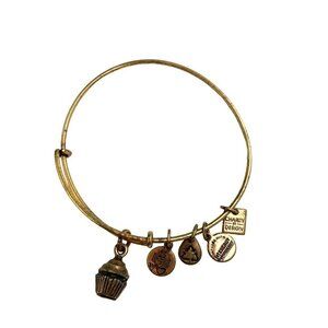 Alex and Ani Cupcake Charm Bracelet - Gold Finish Expands 2"- 3.5"